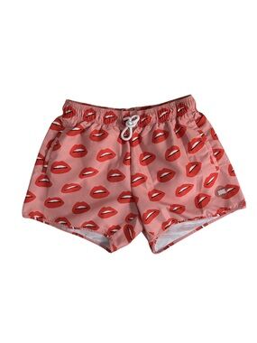 Topman Pink Lip-Print Swim Shorts